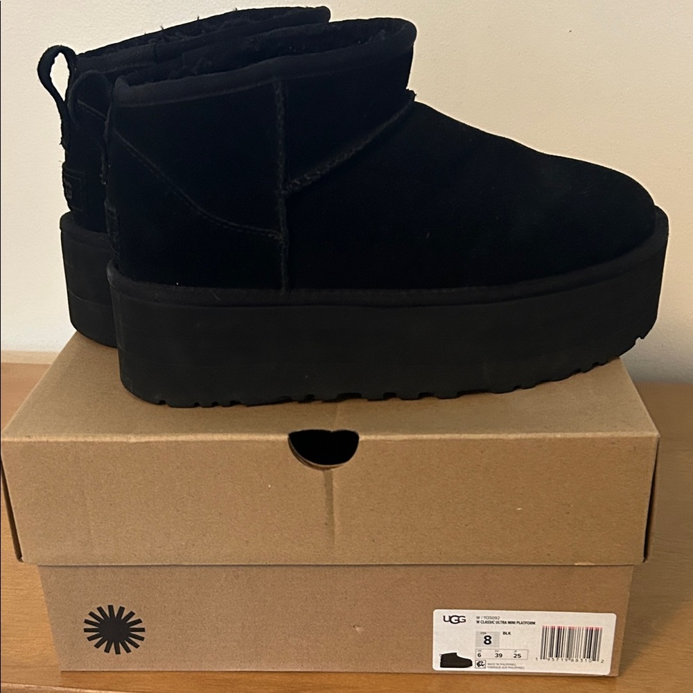 UGG Women's Black Suede Platform Boots